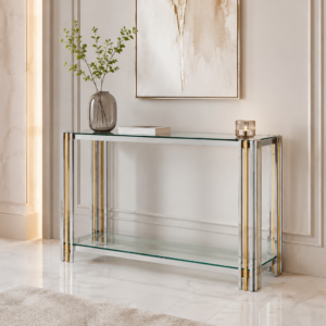كونسول زجاج موديل HCT-424 GOLD & SILVER