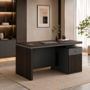 مكتب إداري موديل OT-1403 – لون بني داكن (Dark Brown)
