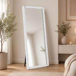 مرآة أرضية بإطار أبيض عصري – M17 WHITE